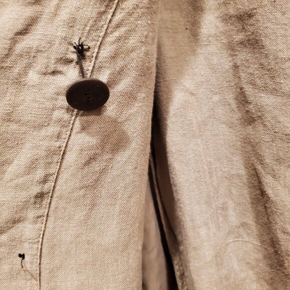 ZARA Euro Limited Edition Taupe Khaki Double Breasted Linen Trench Coat L - Picture 13 of 14